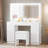 Makeup Vanity Desk with LED Lighted Mirror & Power Outlet & 7 Drawers-1671923503