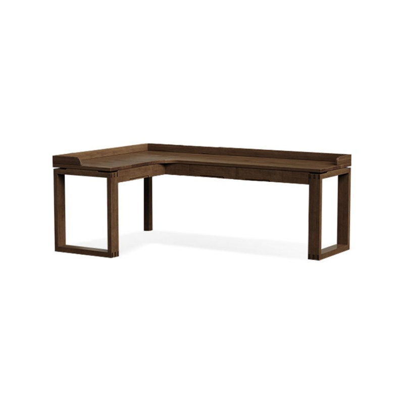 Bureau d'écriture rectangulaire en bois massif avec tiroirs Nut-brown, H 29,53 po x l 62,99 po x P 47,24 po, Retour à gauche