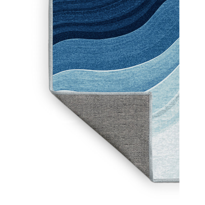 Tapis arc contemporain gris à motifs lavables à la machine, Carré 4 pi