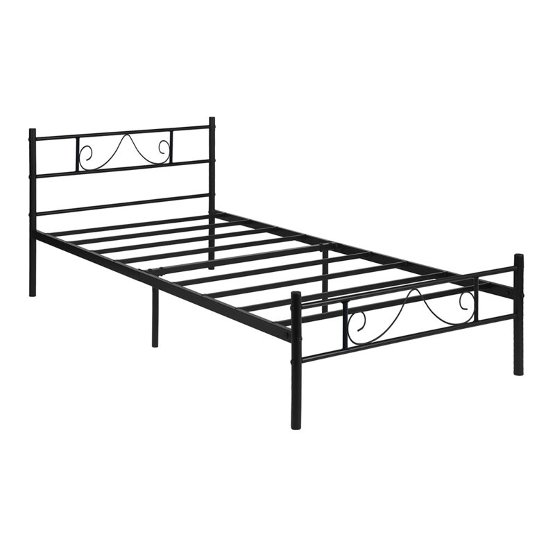 Classic Metal Bed Frame with Decorative Headboard & Footboard, Single (3'), Black