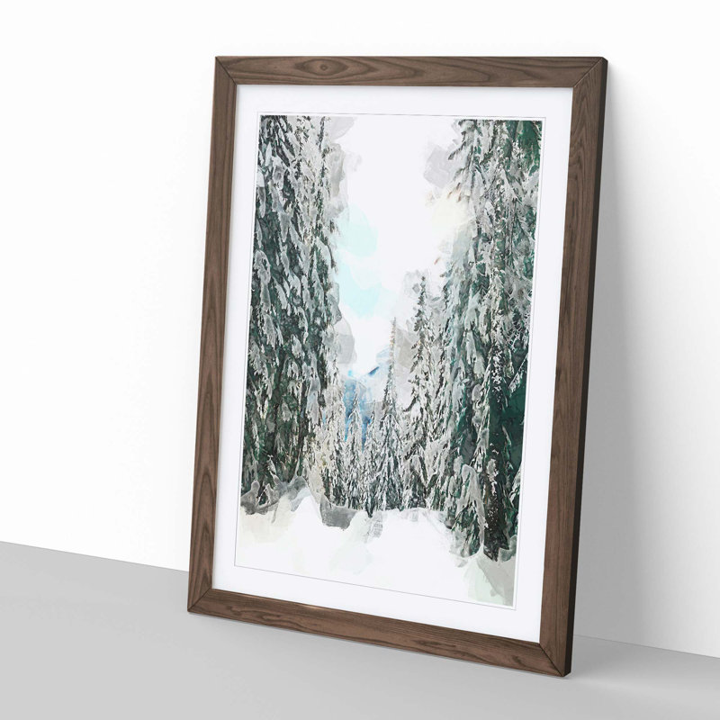 Winter Trail in Abstract - Picture Frame Graphic Art Print, 91cm H x 60cm W x 2cm D, Walnut