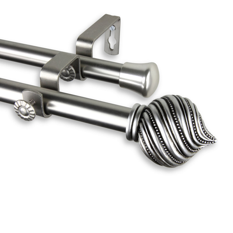 Tringle à rideaux double Sebergham, Nickel satiné, 28 po-48 po