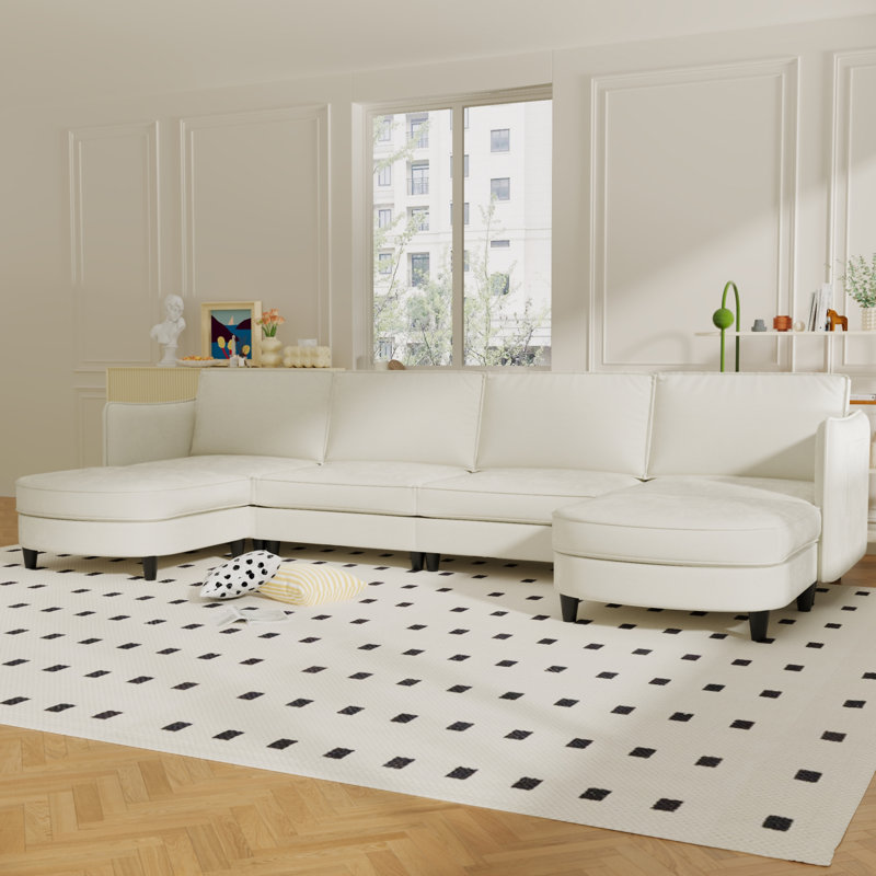 Grand canapé 141 places 141,5 po, Tissu beige