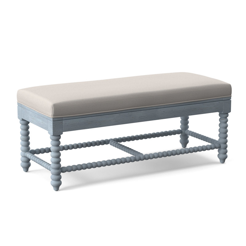Louisa Bench, Sea Glass Finish, White Textured Performance; 0865-91