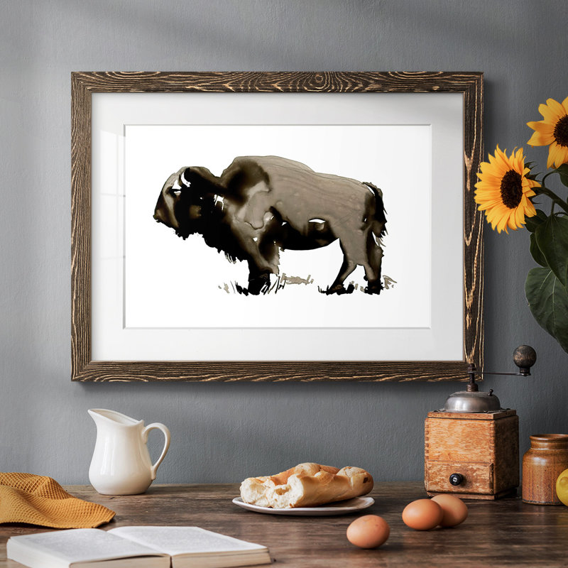 Bison monochrome II - impression d'un cadre photo unique, Noyer, H 26 po x l 38 po x P 1,5 po