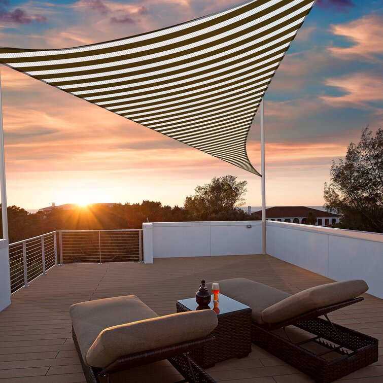Yescom 22 ft 97% UV Block Triangle Sun Shade Sail HDPE Canopy Cover Net Outdoor Garden