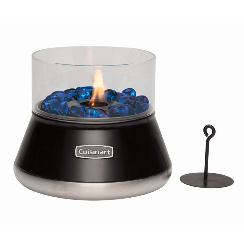 Cuisinart 7.5" Small Tabletop Fire Bowl, Citronella Portable Small Fire Pit for Patio, Clean-Burning Mini Heater with Glass Shield, Windguard and Flame Snuffer, Patio Decor That Repels Mosquitoes