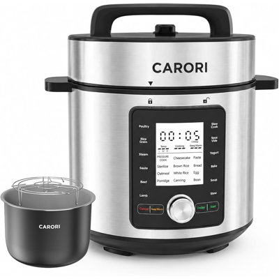 8Qt Silver Electric Pressure Cooker, 24 Cooking Programs, Touch & Dial Control, Delay Start Multi Cooker