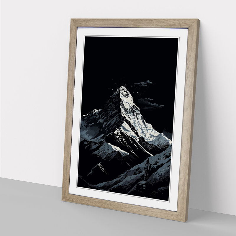 Mount Everest Line - Framed Print, 34cm H x 25cm W x 2cm D, Oak Framed