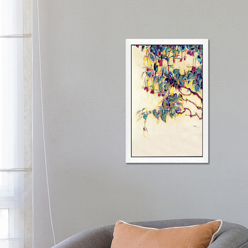 Sun Tree by Egon Schiele - Painting on Canvas, 66.04 cm H x 45.72 cm W, White Framed