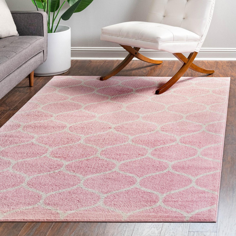 Llanet Geometric Area Rug, Rectangle 9' x 12', Pink
