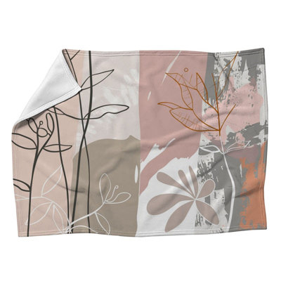 Botanical Cool Pattern Machine Printed Throw Blanket