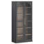 Armoire de rangement 67 po, bibliothèque en verre à 6 tablettes, ébène-321439151
