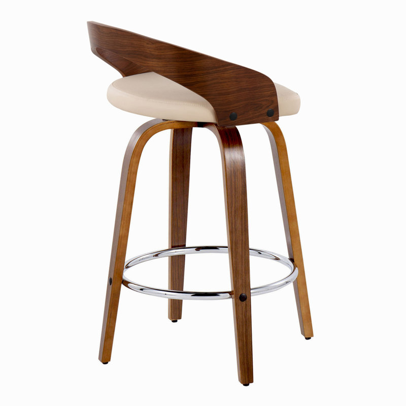 Tabouret de comptoir contemporain, Brun / Argenté, Beige