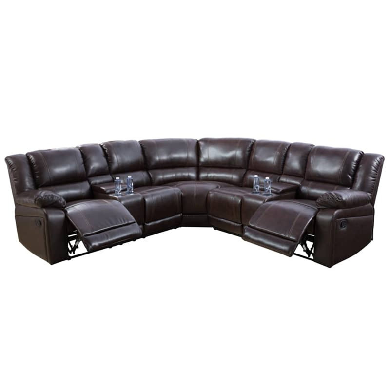 Khalil Faux Leather Reclining L-Shaped Sectional Symmetrical
