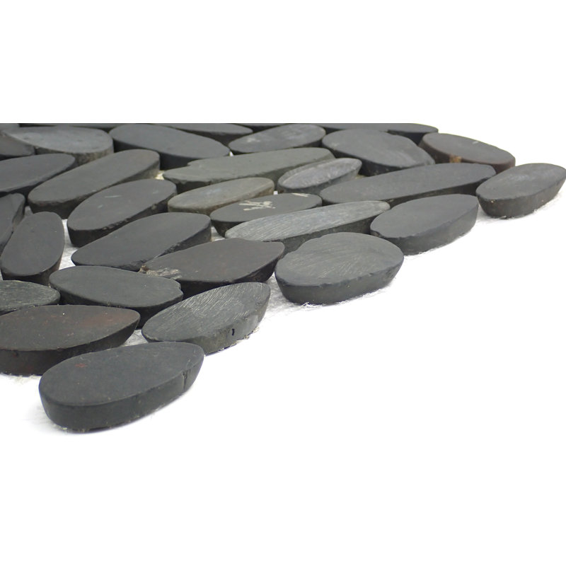 Rivera Pebbles™ Sized Natural Stone Pebble Tile, Black