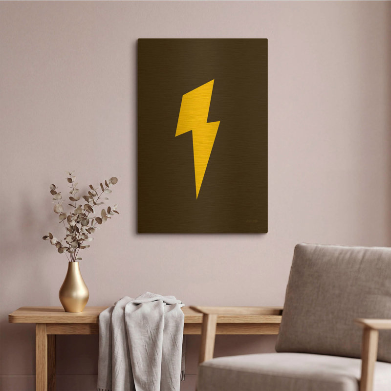 «Lightning» par Ann Kelle, art mural en métal doré, 16 po x 24 po, 16 po x 24 po