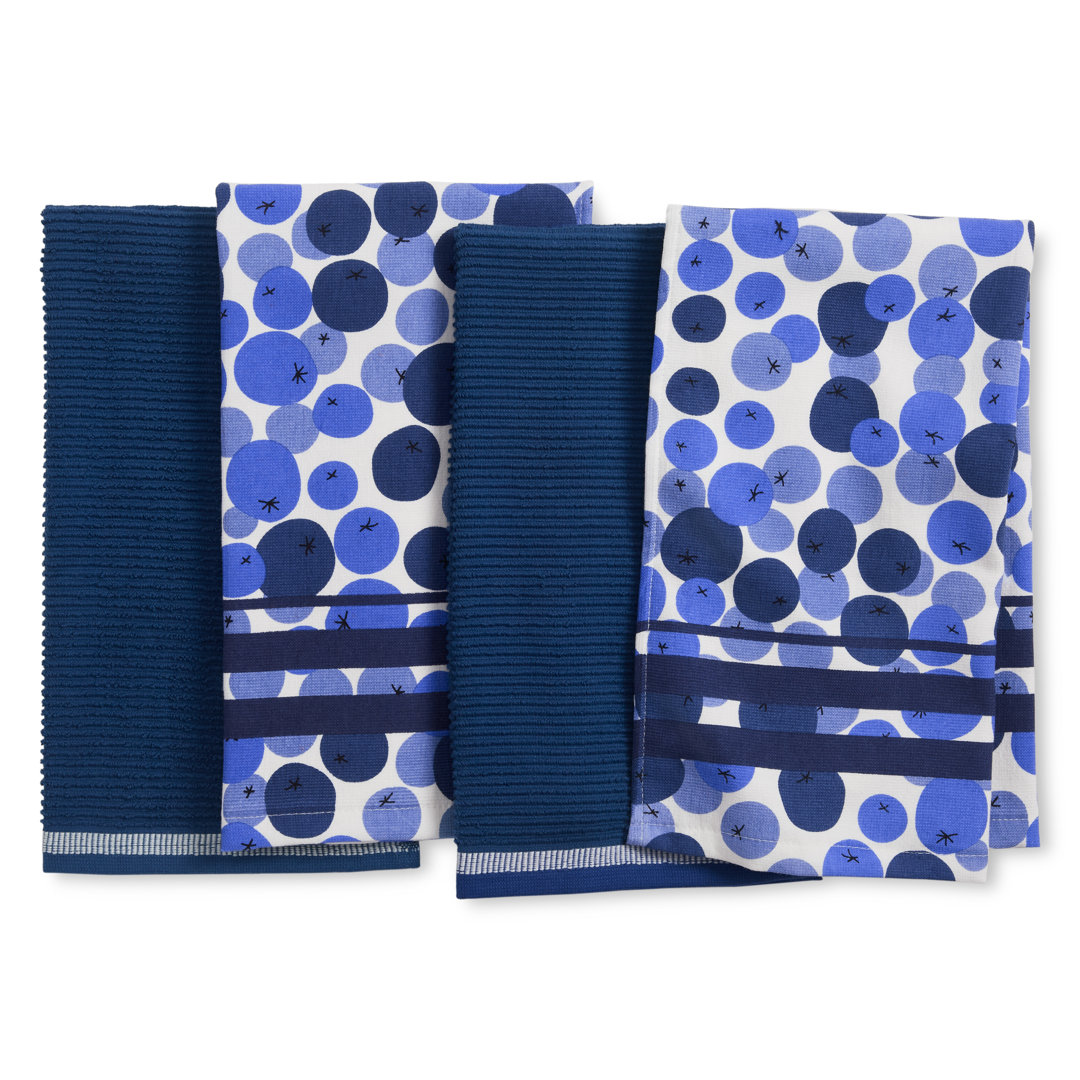 SUR LA TABLE KITCHEN ESSENTIALS Fresh Blueberries Fruit Kitchen Towel 4-Pack Set Blue/White (Set of 2) Sur La Table Kitchen Essentials