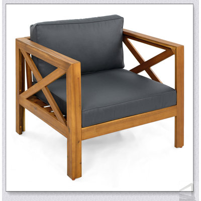 Ensemble de fauteuils club d'extérieur en bois d'acacia avec coussins résistants aux intempéries, idéal pour les rassemblements de patio et de jardin