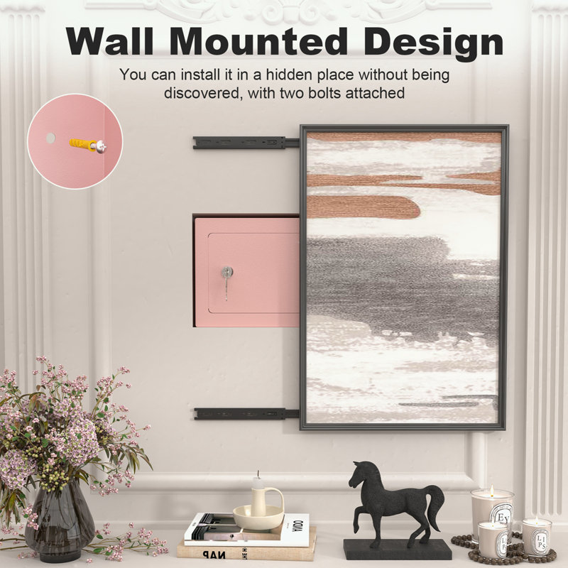 Mini coffre de rangement avec serrure à clé, Rose