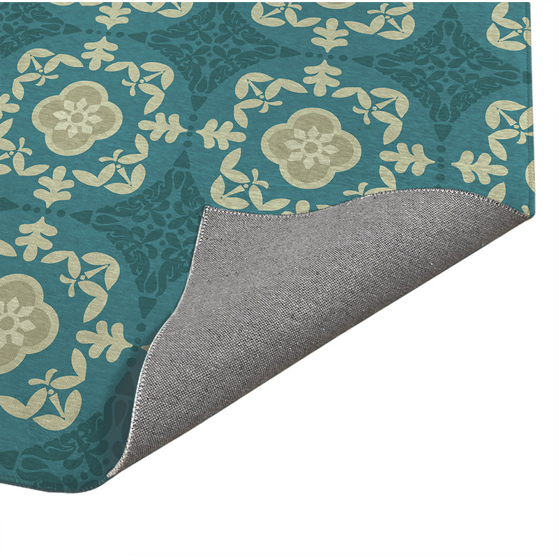 Tapis d'extérieur antidérapant Edan, Sarcelle, Rectangle 36 po x 60 po