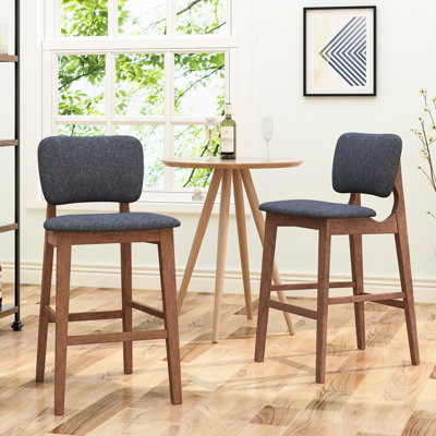 Chic Mid-century , Charcoal Seat Fabric, Rubberwood Frame, 30.50" Height, Assembly Needed In Charcoal, Fabric Seat, Robust Legs, Kitchen Or Breakfast Nook