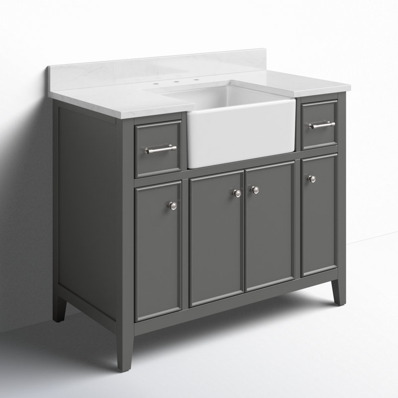 Meuble-lavabo simple 42 po Aisa, Gris / Nickel brossé
