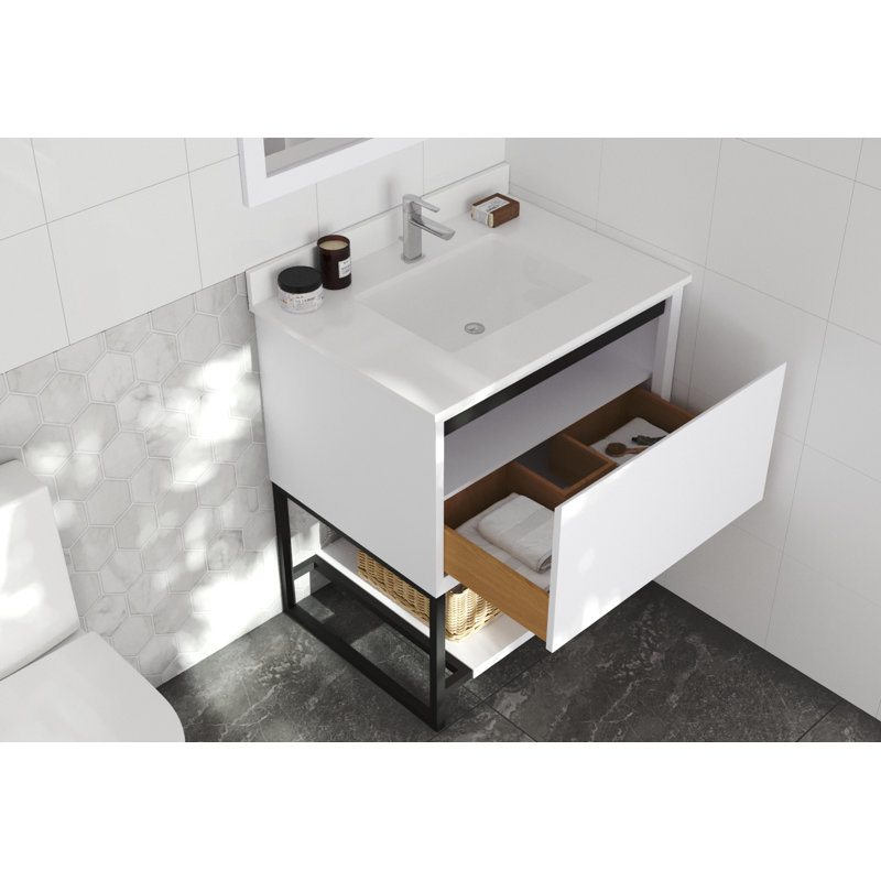 Ensemble de meuble-lavabo simple 30 po Riey, Quartz blanc, Blanc