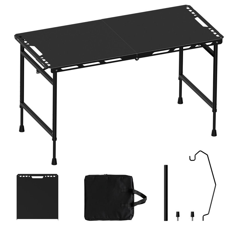 Table de camping pliante 3,4 pi, Noir