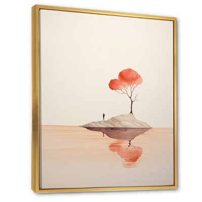 Sérénité, aquarelle minimale en rouge tendre I