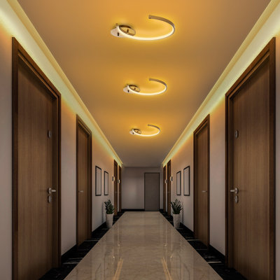 Lustre moderne doré 18,1 po x 2,4 po x 13,0 po | Corps en métal avec plaque de base (3,9 po de diamètre) | DEL intégrée 12 W 3 000 K | Élégant éclairage glamour pour le salon, la salle à manger et le vestibule