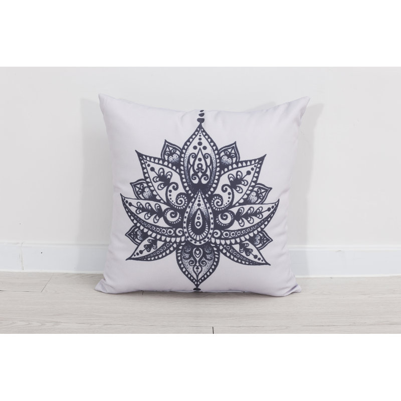 Ahlanni Indoor / Outdoor Square Cushion Cover, Black/Blue