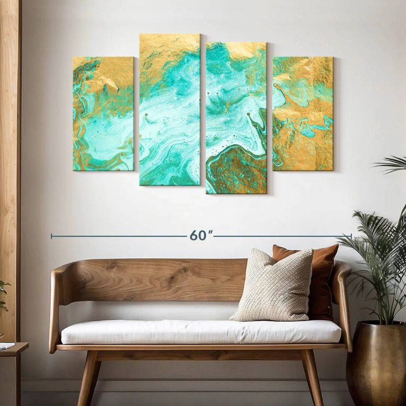 Avery Abstract Teal Gold