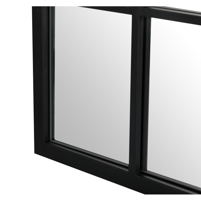 Egberto Rectangular Window Pane Wall Mirror, 46" x 32", Black