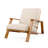 Patio Lounge Chair, Outdoor Club Chair with Teak Acacia Wood Frame & Beige Cushion - Weather-Resistant Adirondack Style Patio Seating for Backyard, Poolside