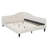 Full Size L-Shaped Linen Upholstered Daybed with Solid Wood Legs, Semi-Enclosed Design, Beige-1296136665-1296136668