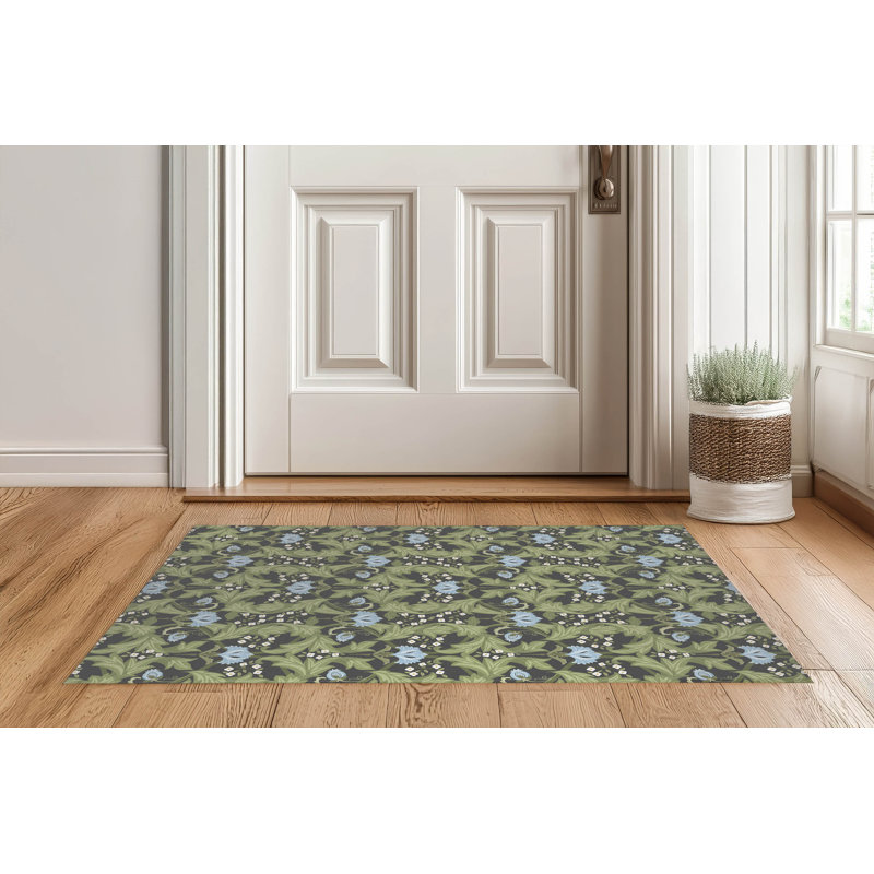 Ogee Leaf Indoor Doormat, Charcoal, 48" W x 72" L