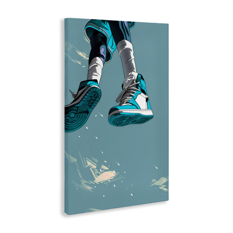 Toile sportive avec des espadrilles, design par Ray Powers, H 30 po x l 20 po
