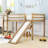 Twin Wood Low Loft Bed With Built-In Ladder And Slide-2126280287