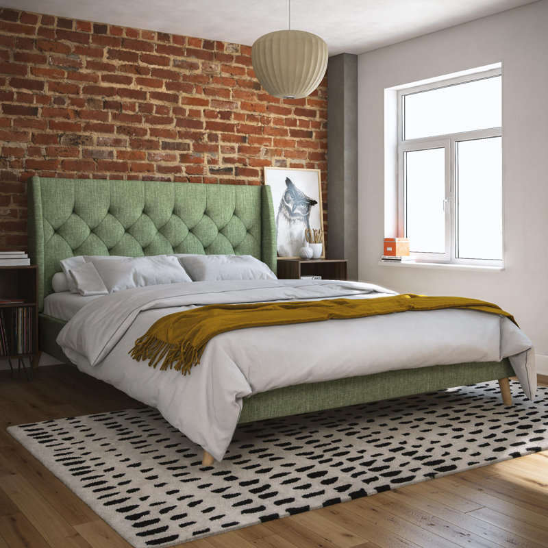 Her Majesty Upholstered Platform Bed, Kingsize (5'), Light Green