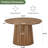 47.3" Solid Wood Dining Table for 4-6, Round Wood Kitchen Table with Fluted Pedestal, Farmhouse Accent Dining Room Furniture, Rustic Brown 