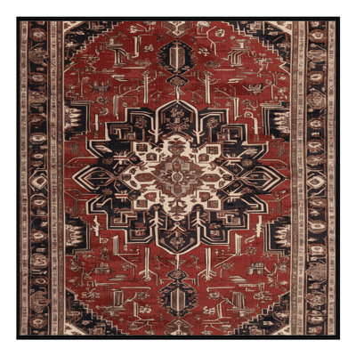 Machine Washable Persian Brown Area Rug