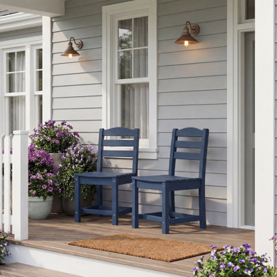 Outdoor Dining Chairs Set Of 2, HDPE All-Weather Patio Chairs , High-Back
