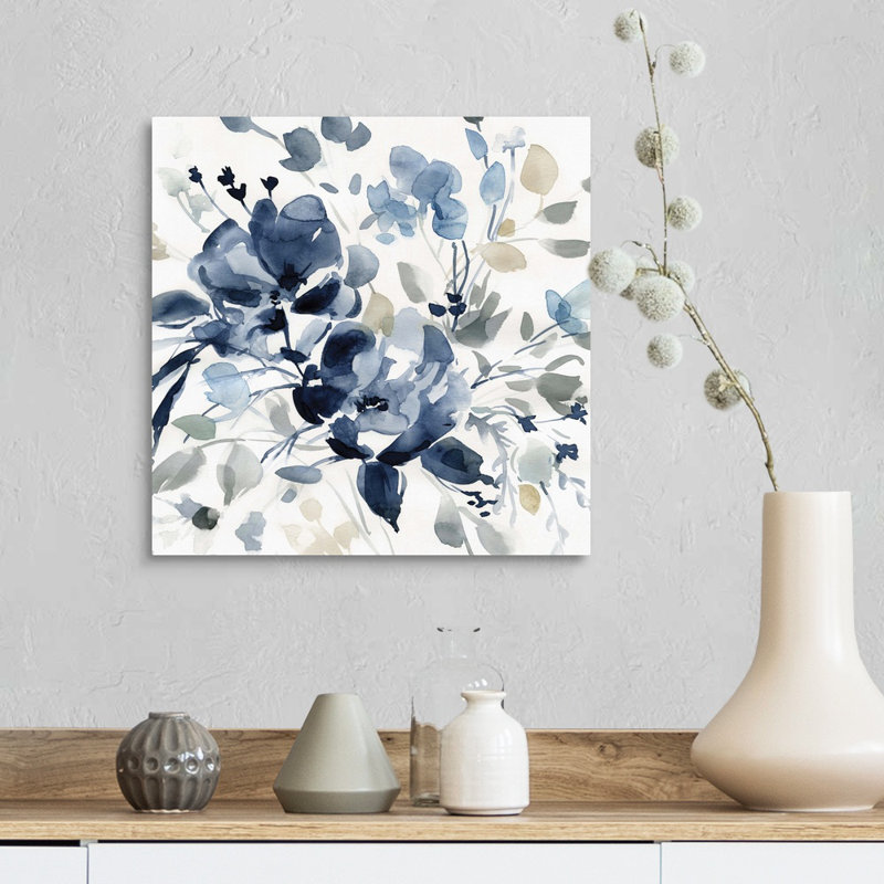 " Indigo Garden II " Painting Print, Wrapped Canvas, 16" H x 16" W x 1.25" D