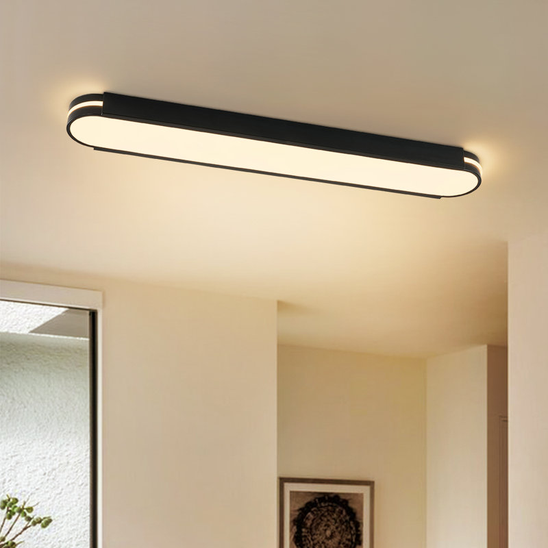Minimalist Simple Long Oval Led Flush Mount, 2" H x 39.4" W x 5.5" D