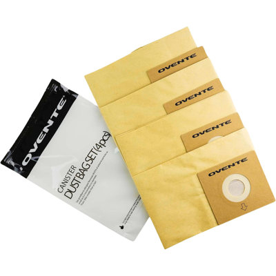OVENTE Replacement Dust Bags for ST1600B, Compatible with Zing Canister Vacuum Series, Collect and Trap Dirt Efficiently, Compact Disposable Cleaning Bag Set, Brown ACPST16708