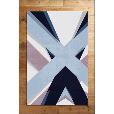 Tapis bleu / bleu marine / rose en jute tissé à la machine Ossineke