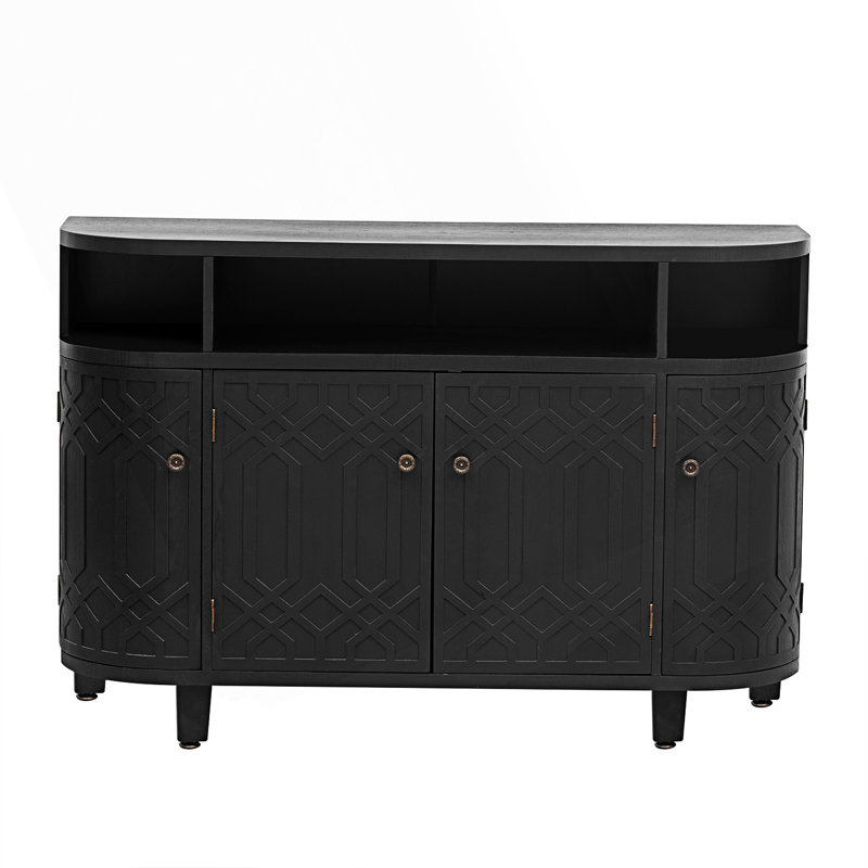 Armoire de rangement courbée avec quatre portes, Noir