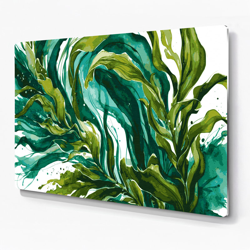 Art mural vert en métal légumes Kombu, H 20 po x l 30 po