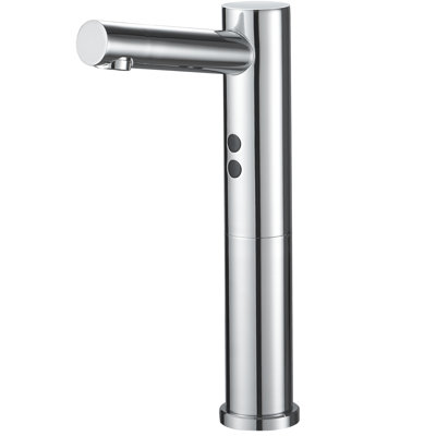 Automatic Touchless Vessel Sink Faucet Single Hole High Arc Bathroom With Pop Up Drain In Polished Chrome